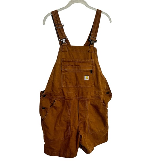 CARHARTT Relaxed Fit Short Overalls Brown Canvas Size M (8–10) - Picture 2 of 10